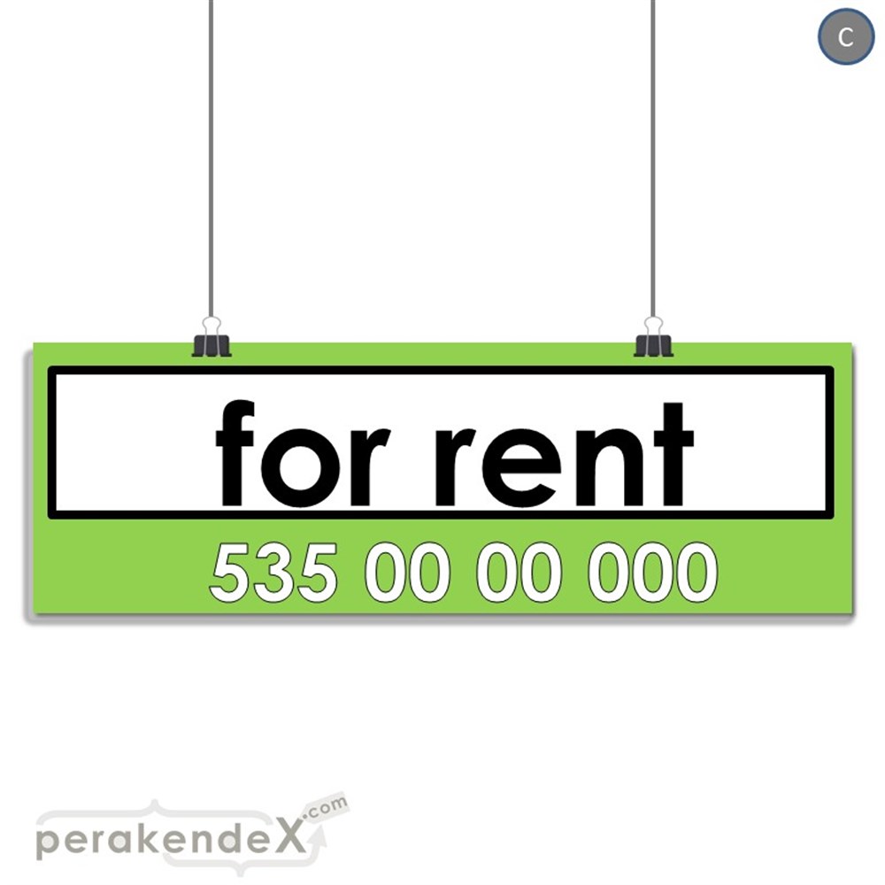 İngilizce Kiralık Yazısı 005 SERT PLASTİK POSTER,  AFİŞ (BANNER) -dikdörtgen,tek yön baskısert plastik poster,  afiş