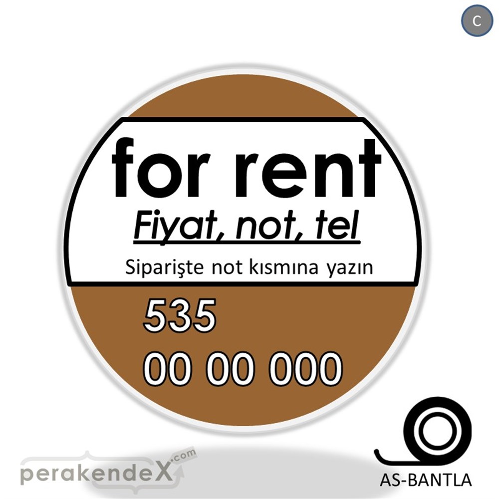 İngilizce Kiralık Yazısı 005 SERT PLASTİK POSTER,  AFİŞ -oval,tek yön baskısert plastik poster,  afiş