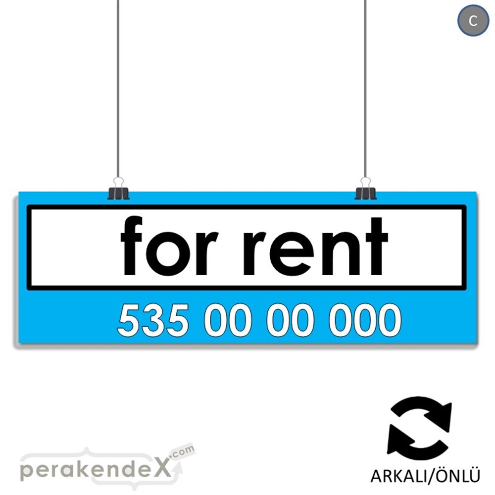 İngilizce Kiralık Yazısı 005 SERT PLASTİK POSTER,  AFİŞ (BANNER) -dikdörtgen,çift yön baskısert plastik poster,  afiş