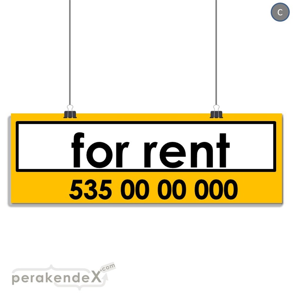 İngilizce Kiralık Yazısı 005 SERT PLASTİK POSTER,  AFİŞ (BANNER) -dikdörtgen,tek yön baskısert plastik poster,  afiş