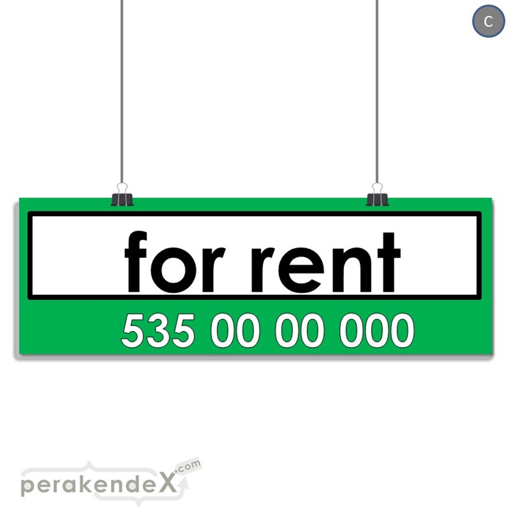 İngilizce Kiralık Yazısı 005 SERT PLASTİK POSTER,  AFİŞ (BANNER) -dikdörtgen,tek yön baskısert plastik poster,  afiş