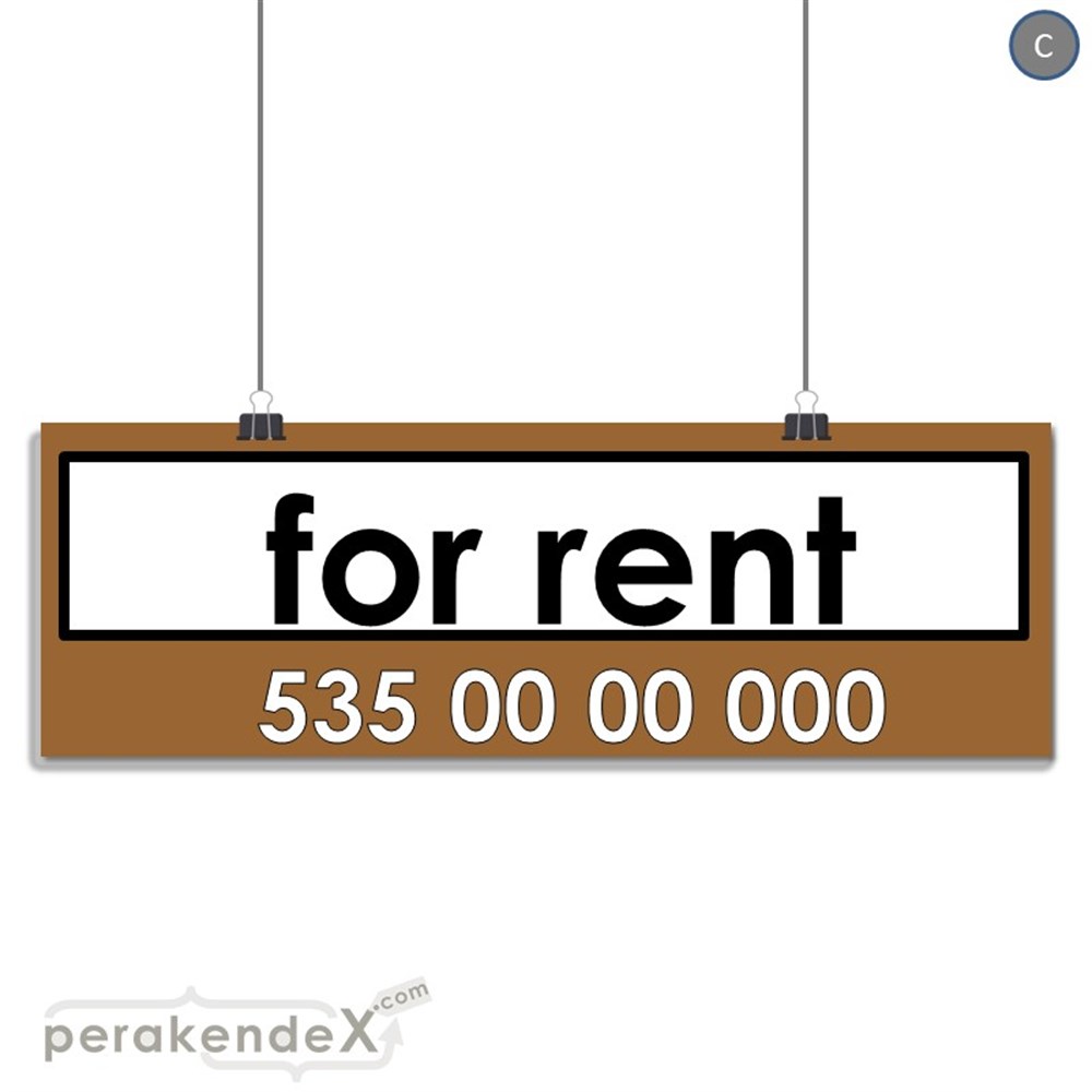 İngilizce Kiralık Yazısı 005 SERT PLASTİK POSTER,  AFİŞ (BANNER) -dikdörtgen,tek yön baskısert plastik poster,  afiş