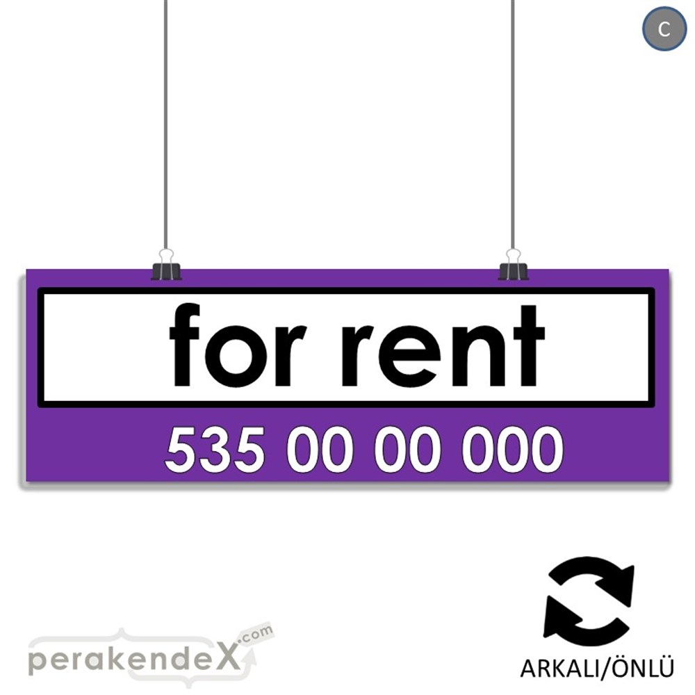 İngilizce Kiralık Yazısı 005 SERT PLASTİK POSTER,  AFİŞ (BANNER) -dikdörtgen,çift yön baskısert plastik poster,  afiş