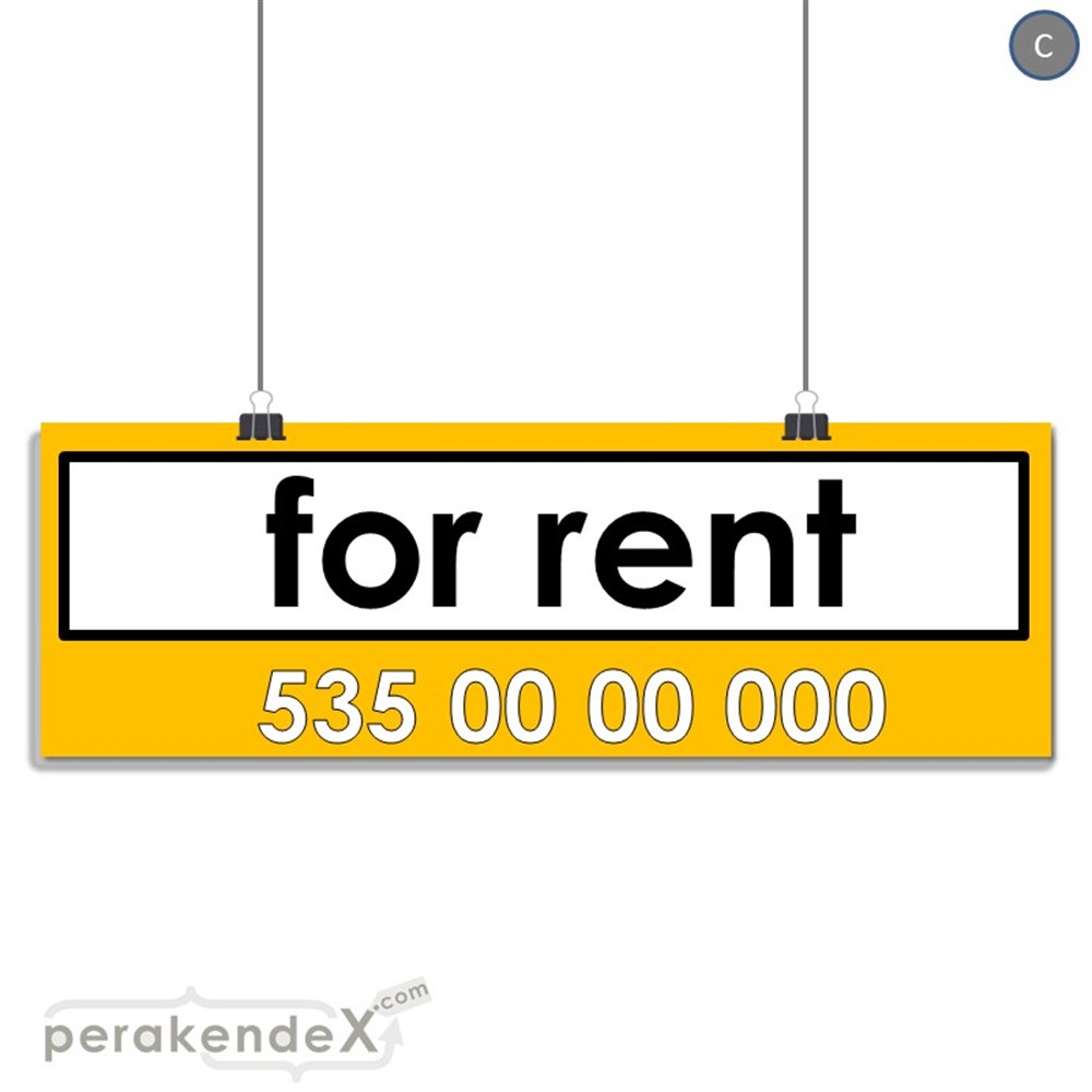 İngilizce Kiralık Yazısı 005 SERT PLASTİK POSTER,  AFİŞ (BANNER) -dikdörtgen,tek yön baskısert plastik poster,  afiş