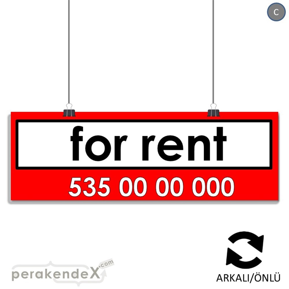 İngilizce Kiralık Yazısı 005 SERT PLASTİK POSTER,  AFİŞ (BANNER) -dikdörtgen,çift yön baskısert plastik poster,  afiş