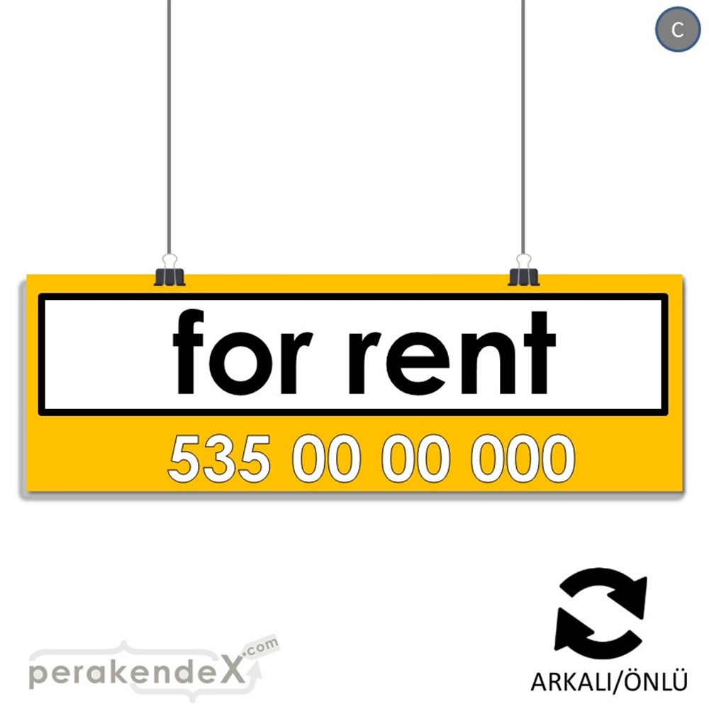 İngilizce Kiralık Yazısı 005 SERT PLASTİK POSTER,  AFİŞ (BANNER) -dikdörtgen,çift yön baskısert plastik poster,  afiş
