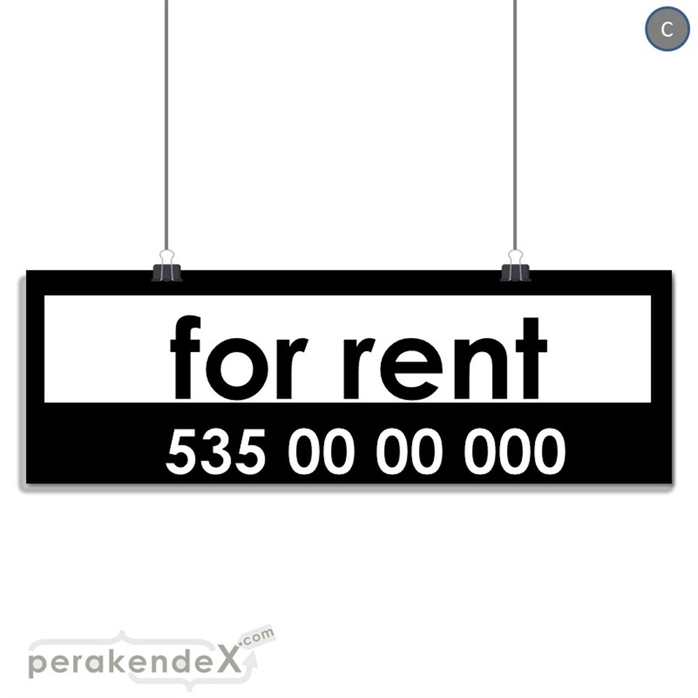 İngilizce Kiralık Yazısı 005 SERT PLASTİK POSTER,  AFİŞ (BANNER) -dikdörtgen,tek yön baskısert plastik poster,  afiş
