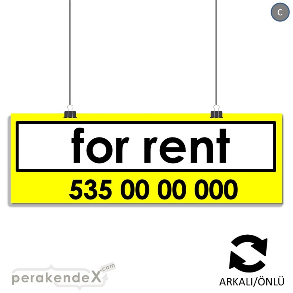 İngilizce Kiralık Yazısı 005 SERT PLASTİK POSTER,  AFİŞ (BANNER) -dikdörtgen,çift yön baskısert plastik poster,  afiş
