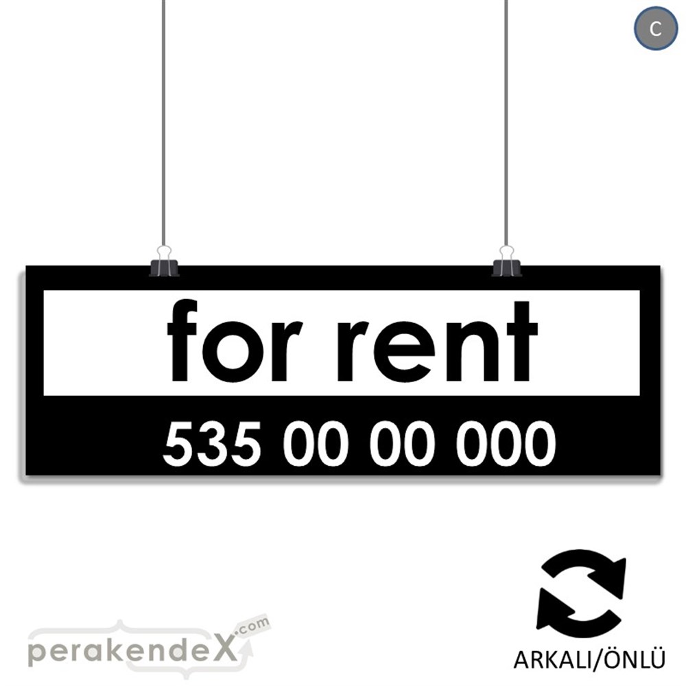 İngilizce Kiralık Yazısı 005 SERT PLASTİK POSTER,  AFİŞ (BANNER) -dikdörtgen,çift yön baskısert plastik poster,  afiş