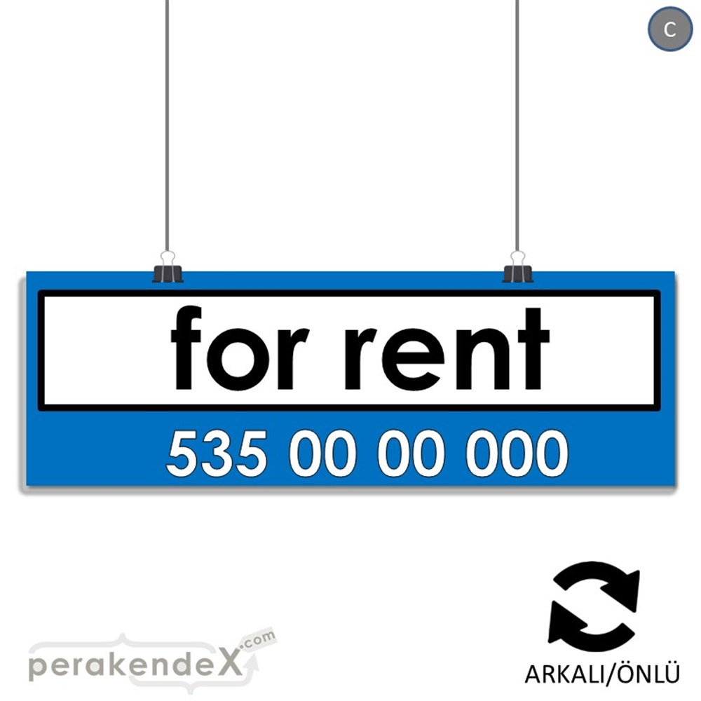 İngilizce Kiralık Yazısı 005 SERT PLASTİK POSTER,  AFİŞ (BANNER) -dikdörtgen,çift yön baskısert plastik poster,  afiş