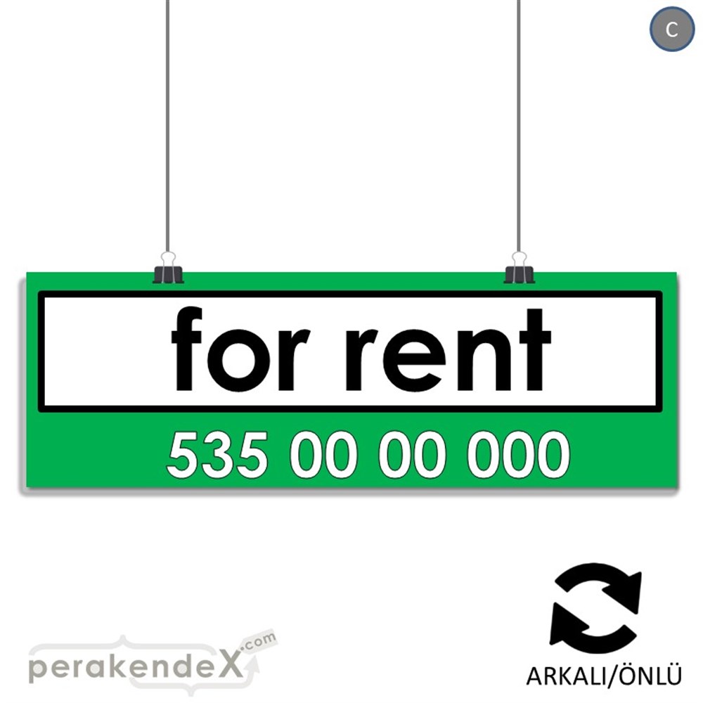 İngilizce Kiralık Yazısı 005 SERT PLASTİK POSTER,  AFİŞ (BANNER) -dikdörtgen,çift yön baskısert plastik poster,  afiş