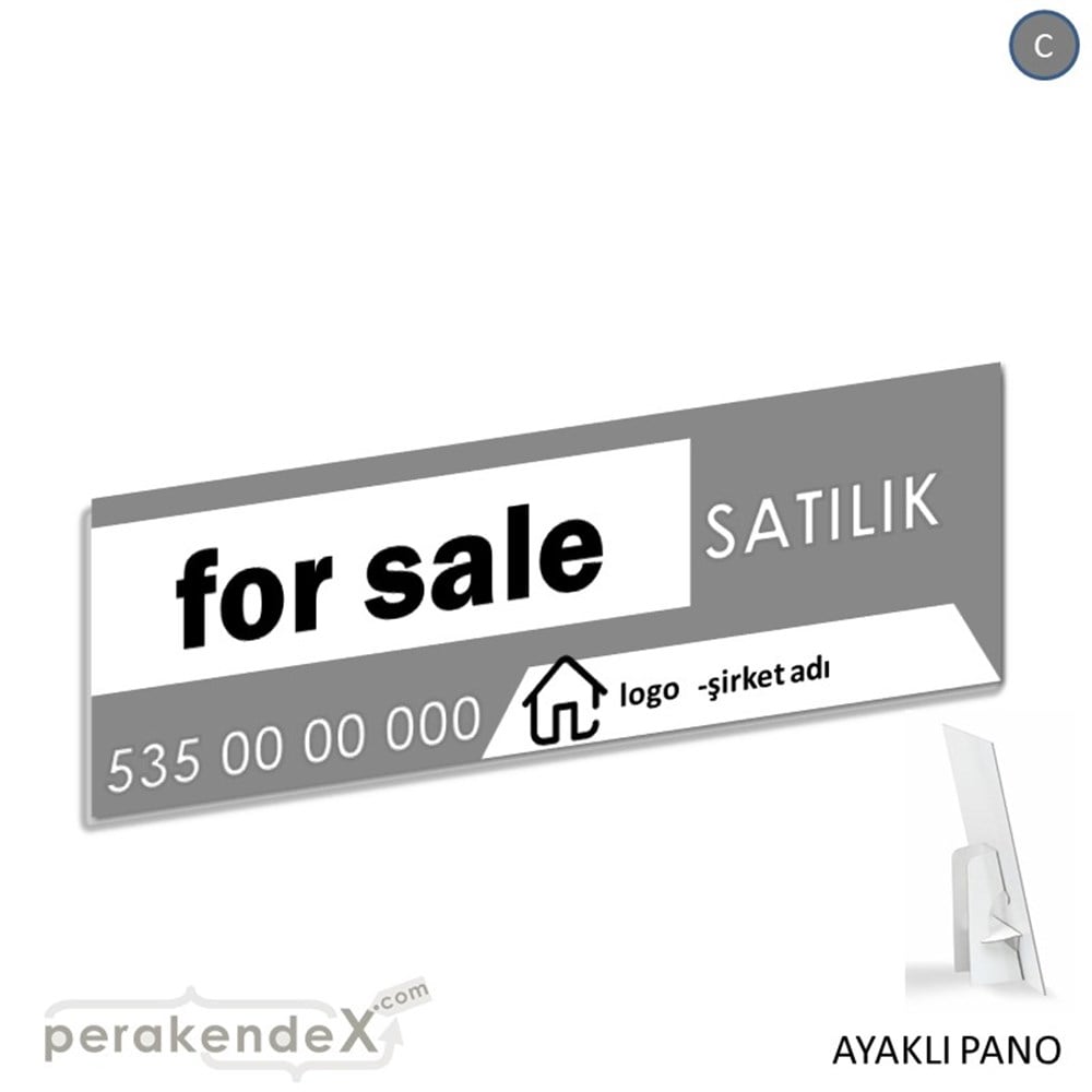 İngilizce Satılık Yazısı 003 KARTON AYAKLI POSTER,  PANO (BANNER) -dikdörtgen,tek yön baskıkarton ayaklı poster,  pano
