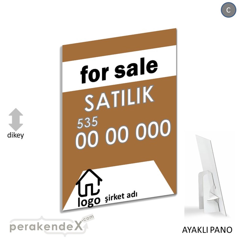 İngilizce Satılık Yazısı 003 KARTON AYAKLI POSTER,  PANO -dikdörtgen,tek yön baskıkarton ayaklı poster,  pano