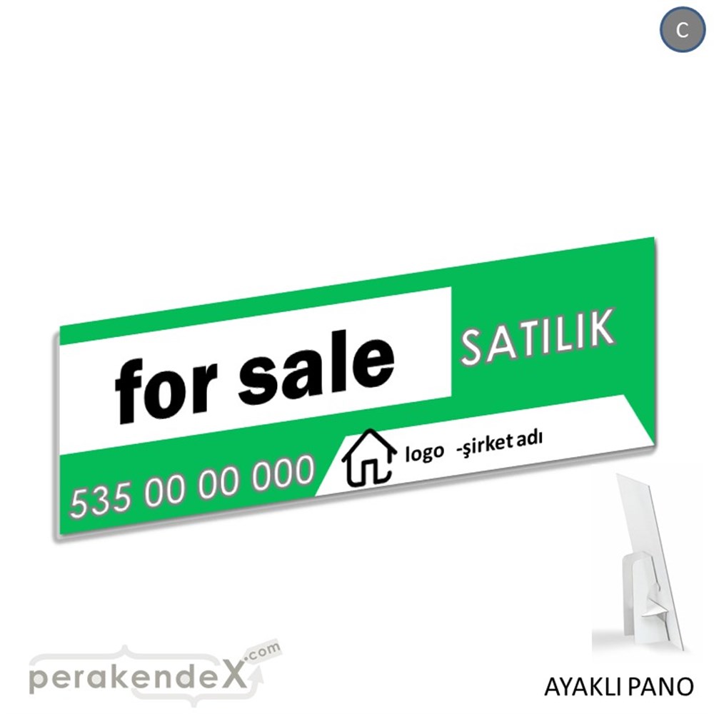 İngilizce Satılık Yazısı 003 KARTON AYAKLI POSTER,  PANO (BANNER) -dikdörtgen,tek yön baskıkarton ayaklı poster,  pano