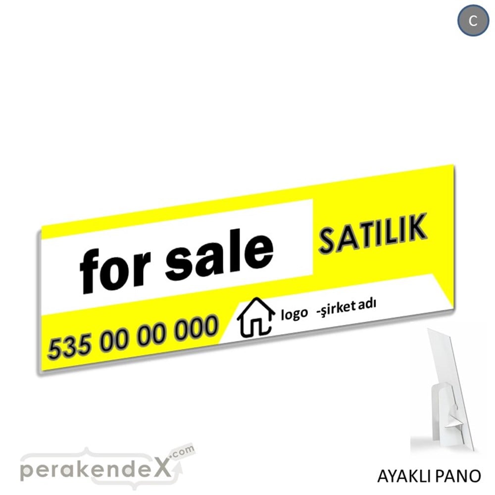 İngilizce Satılık Yazısı 003 KARTON AYAKLI POSTER,  PANO (BANNER) -dikdörtgen,tek yön baskıkarton ayaklı poster,  pano