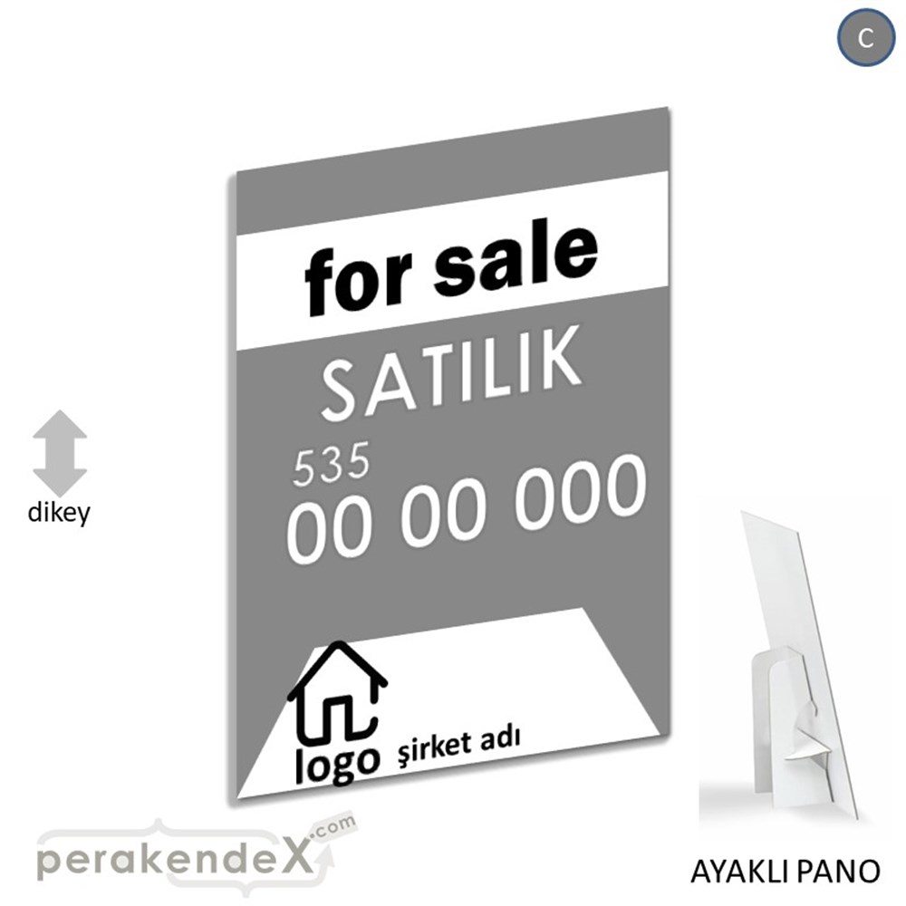 İngilizce Satılık Yazısı 003 KARTON AYAKLI POSTER,  PANO -dikdörtgen,tek yön baskıkarton ayaklı poster,  pano