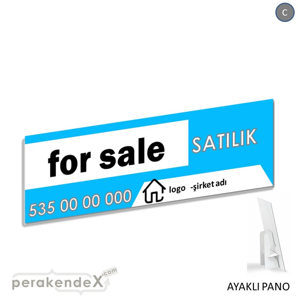 İngilizce Satılık Yazısı 003 KARTON AYAKLI POSTER,  PANO (BANNER) -dikdörtgen,tek yön baskıkarton ayaklı poster,  pano