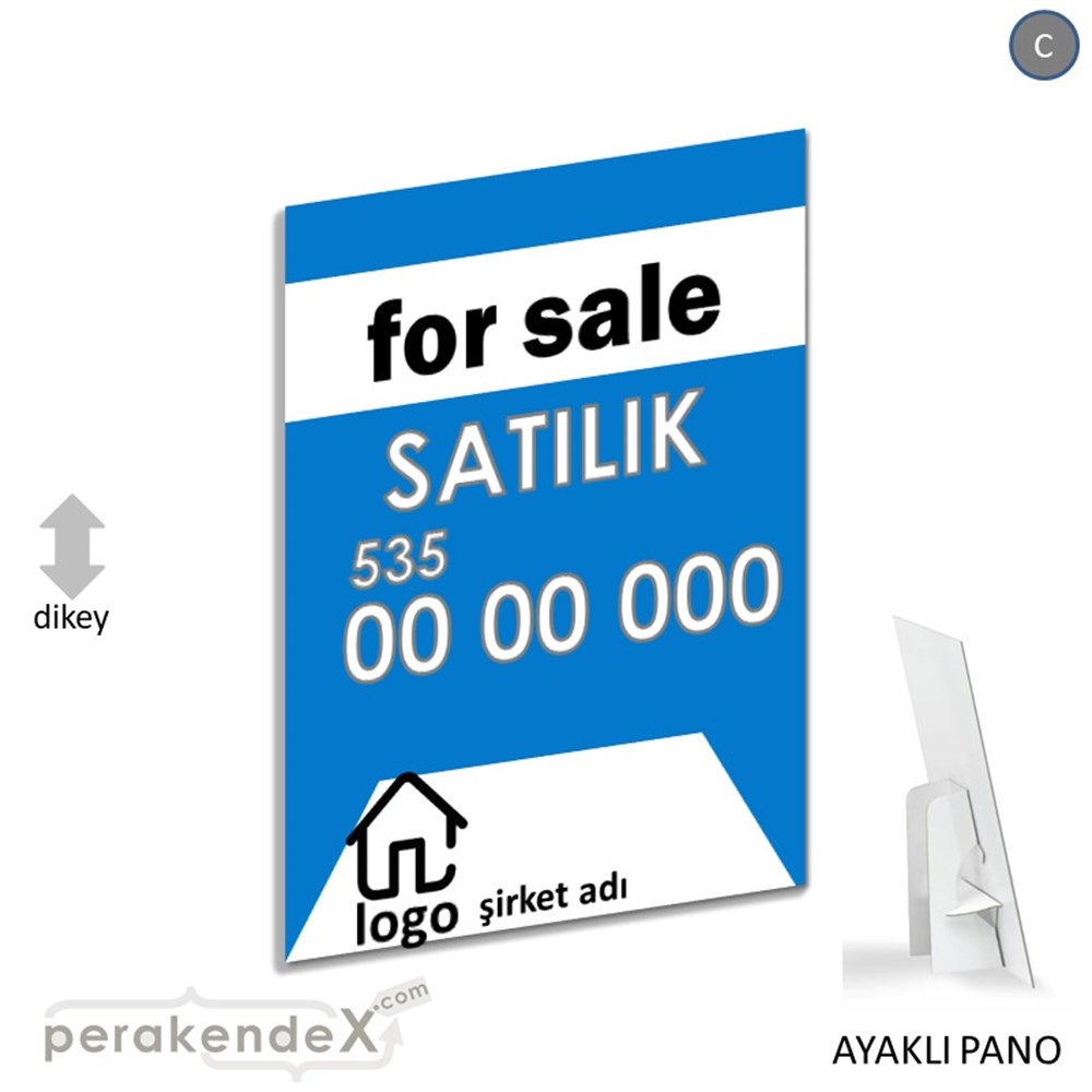 İngilizce Satılık Yazısı 003 KARTON AYAKLI POSTER,  PANO -dikdörtgen,tek yön baskıkarton ayaklı poster,  pano