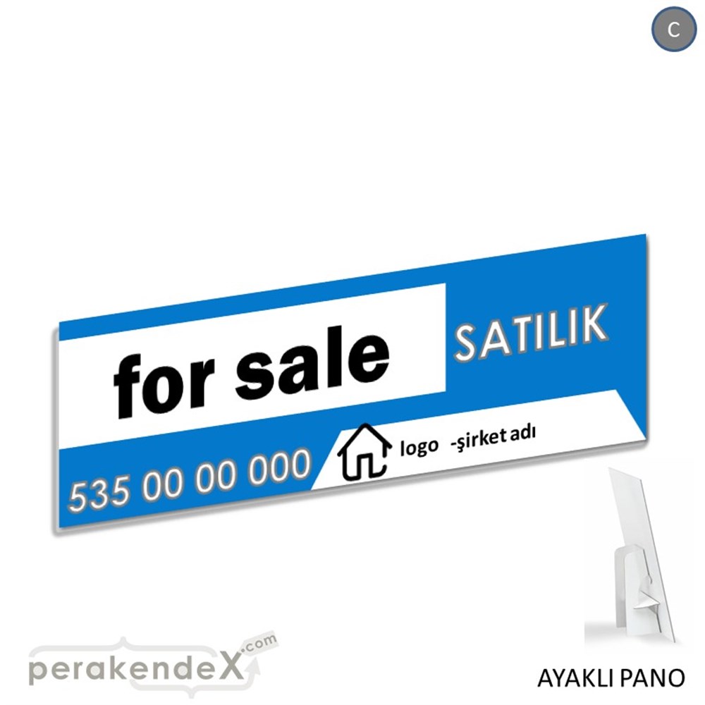 İngilizce Satılık Yazısı 003 KARTON AYAKLI POSTER,  PANO (BANNER) -dikdörtgen,tek yön baskıkarton ayaklı poster,  pano