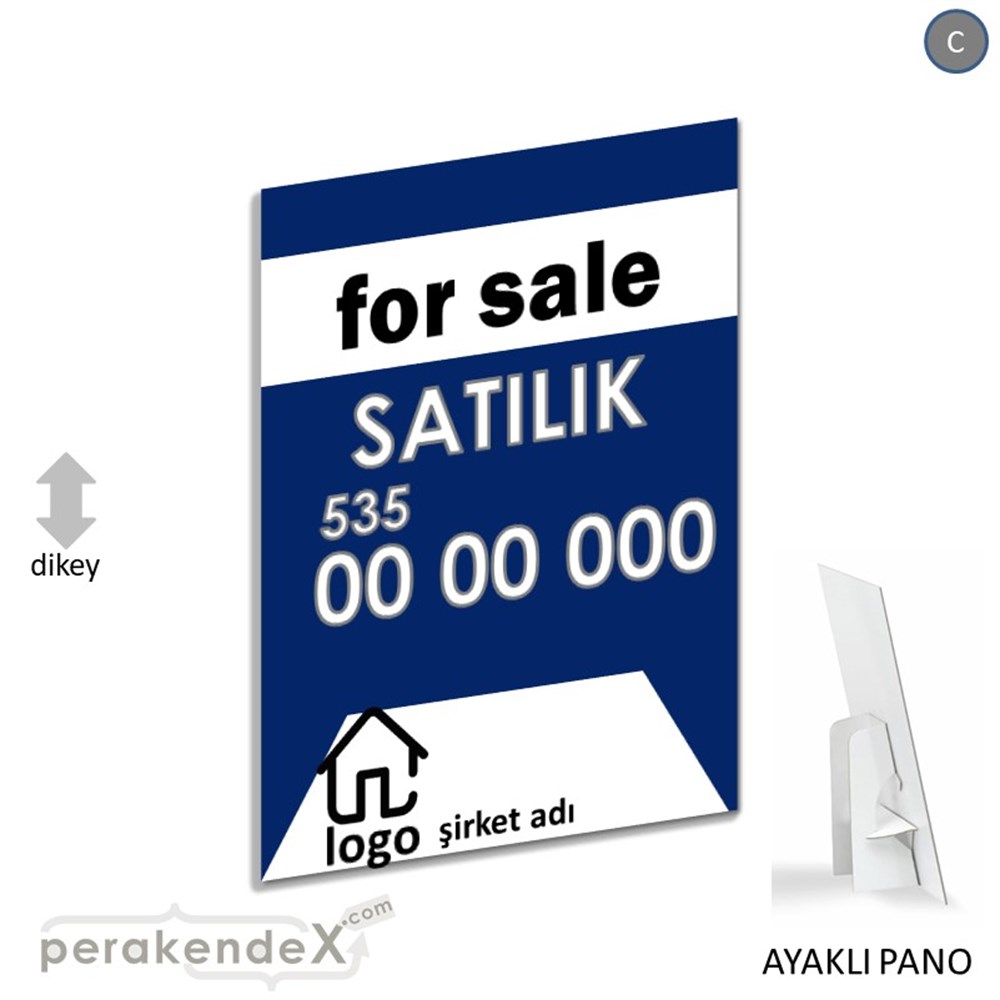 İngilizce Satılık Yazısı 003 KARTON AYAKLI POSTER,  PANO -dikdörtgen,tek yön baskıkarton ayaklı poster,  pano