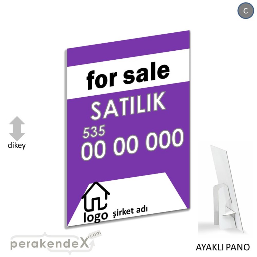 İngilizce Satılık Yazısı 003 KARTON AYAKLI POSTER,  PANO -dikdörtgen,tek yön baskıkarton ayaklı poster,  pano