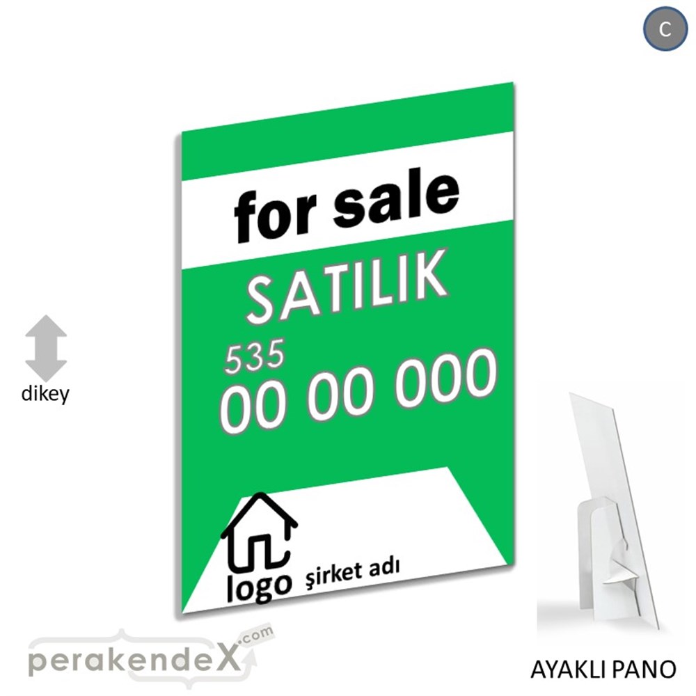 İngilizce Satılık Yazısı 003 KARTON AYAKLI POSTER,  PANO -dikdörtgen,tek yön baskıkarton ayaklı poster,  pano