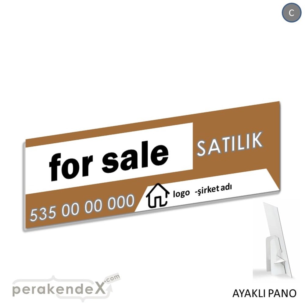 İngilizce Satılık Yazısı 003 KARTON AYAKLI POSTER,  PANO (BANNER) -dikdörtgen,tek yön baskıkarton ayaklı poster,  pano