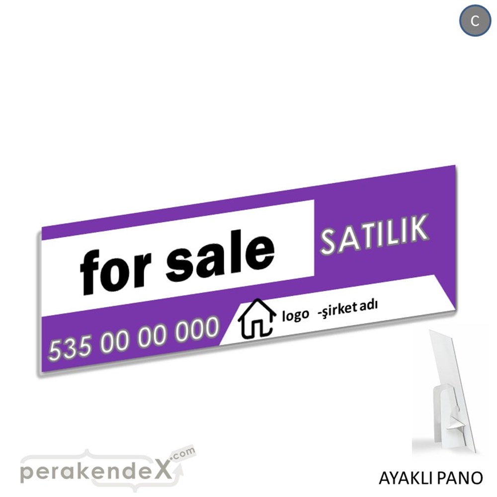 İngilizce Satılık Yazısı 003 KARTON AYAKLI POSTER,  PANO (BANNER) -dikdörtgen,tek yön baskıkarton ayaklı poster,  pano