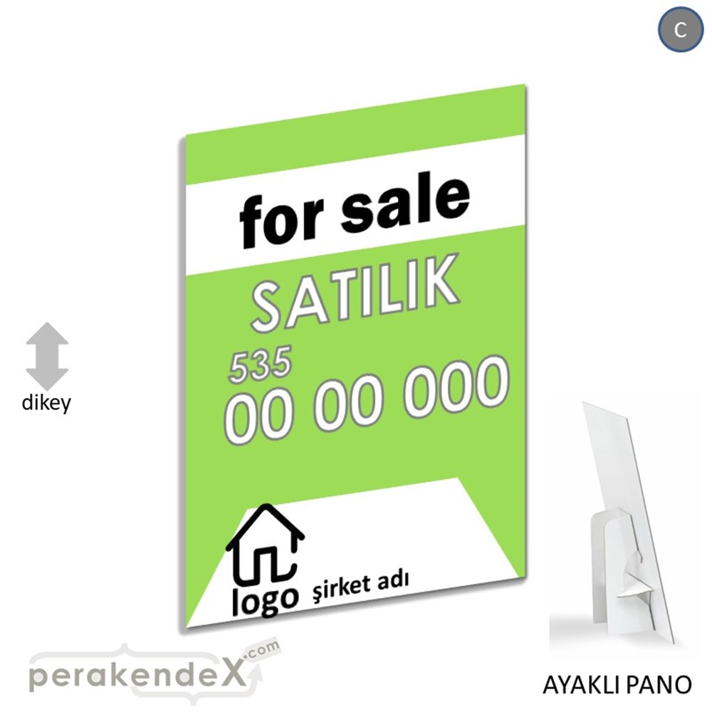 İngilizce Satılık Yazısı 003 KARTON AYAKLI POSTER,  PANO -dikdörtgen,tek yön baskıkarton ayaklı poster,  pano