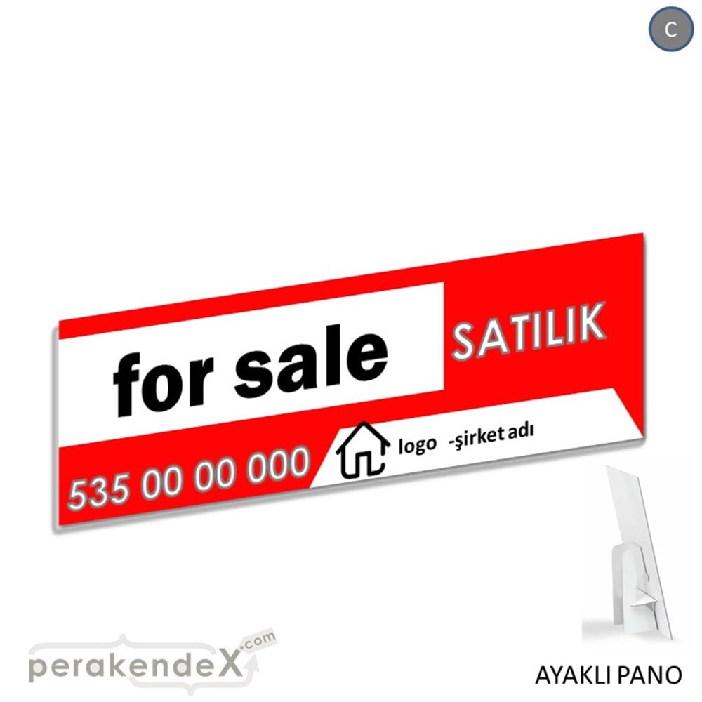 İngilizce Satılık Yazısı 003 KARTON AYAKLI POSTER,  PANO (BANNER) -dikdörtgen,tek yön baskıkarton ayaklı poster,  pano