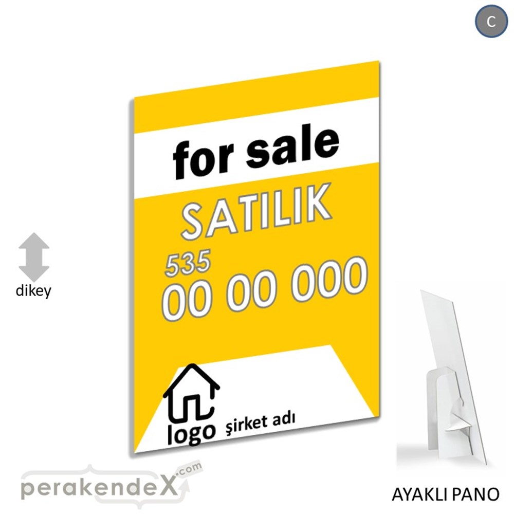 İngilizce Satılık Yazısı 003 KARTON AYAKLI POSTER,  PANO -dikdörtgen,tek yön baskıkarton ayaklı poster,  pano