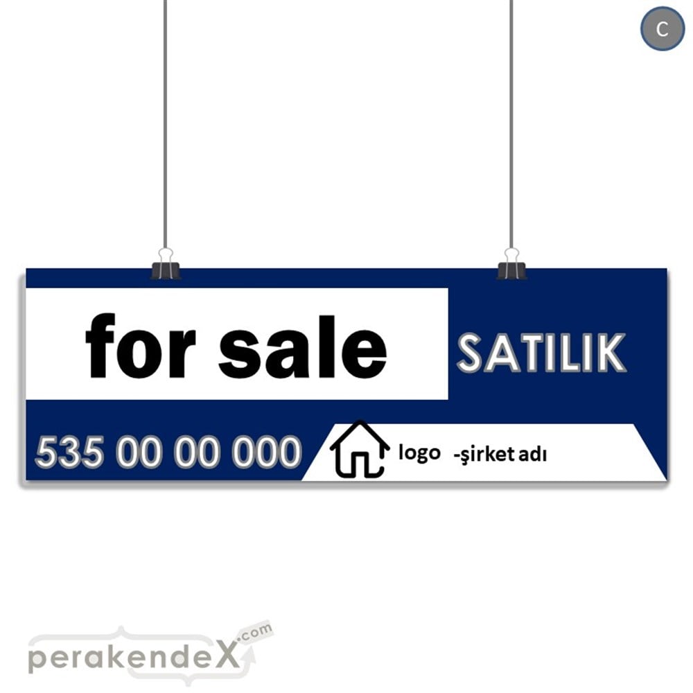 İngilizce Satılık Yazısı 003 SERT PLASTİK POSTER,  AFİŞ (BANNER) -dikdörtgen,tek yön baskısert plastik poster,  afiş