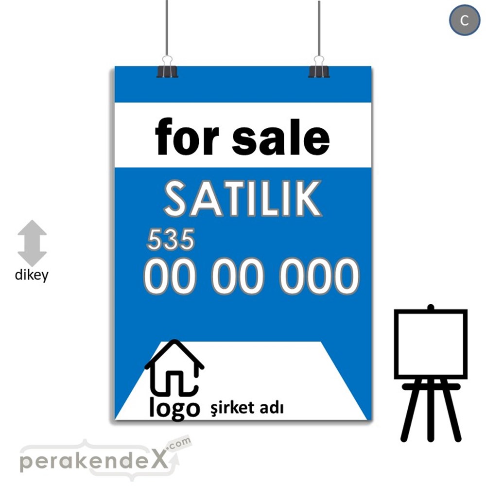 İngilizce Satılık Yazısı 003 SERT PLASTİK POSTER,  AFİŞ -dikdörtgen,tek yön baskısert plastik poster,  afiş