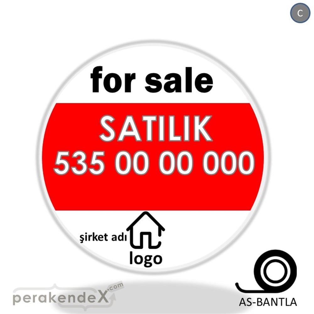 İngilizce Satılık Yazısı 003 SERT PLASTİK POSTER,  AFİŞ -oval,tek yön baskısert plastik poster,  afiş