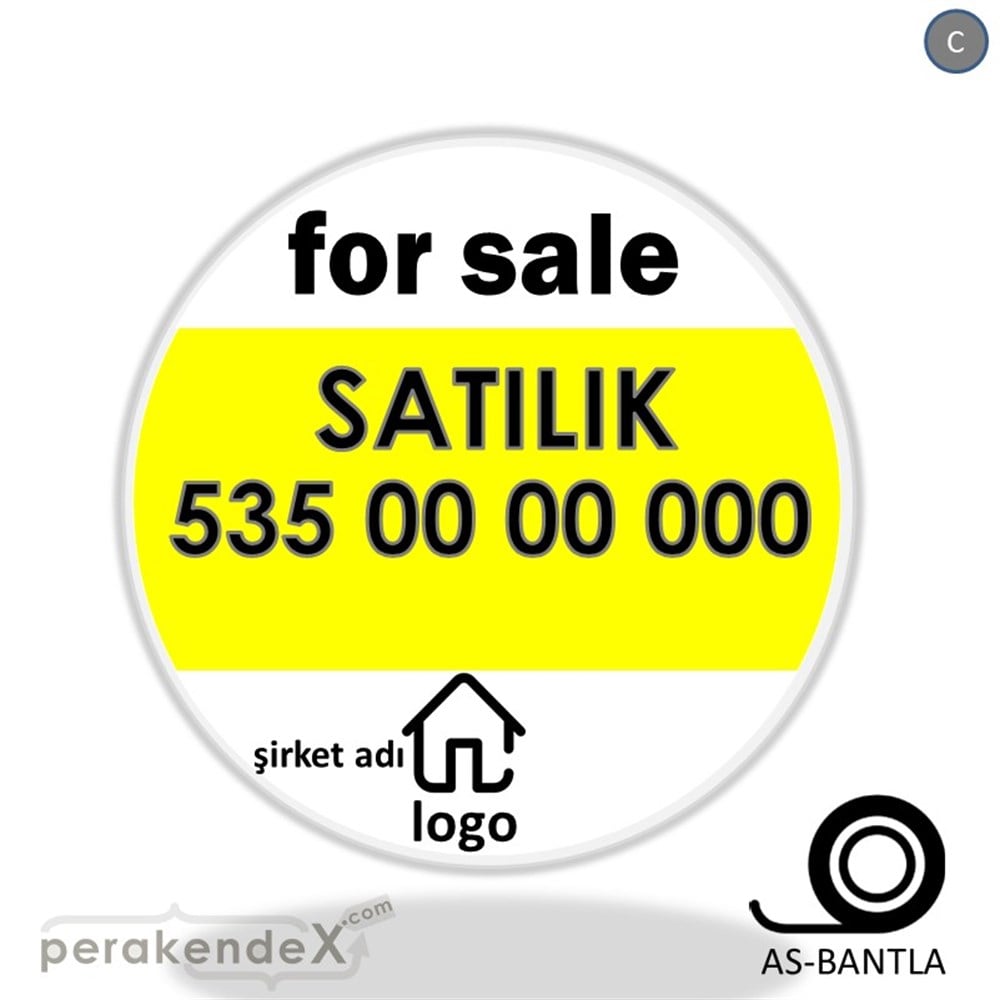 İngilizce Satılık Yazısı 003 SERT PLASTİK POSTER,  AFİŞ -oval,tek yön baskısert plastik poster,  afiş