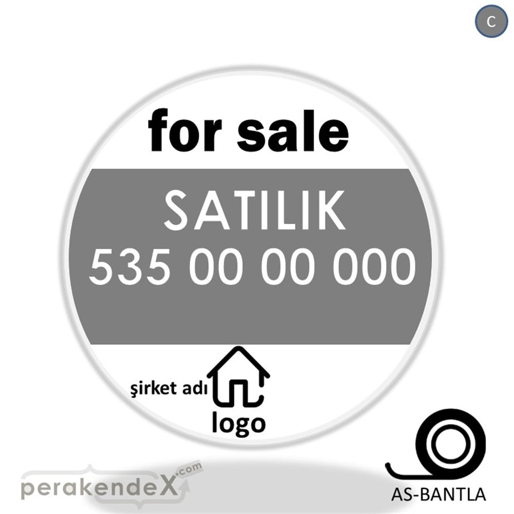 İngilizce Satılık Yazısı 003 SERT PLASTİK POSTER,  AFİŞ -oval,tek yön baskısert plastik poster,  afiş