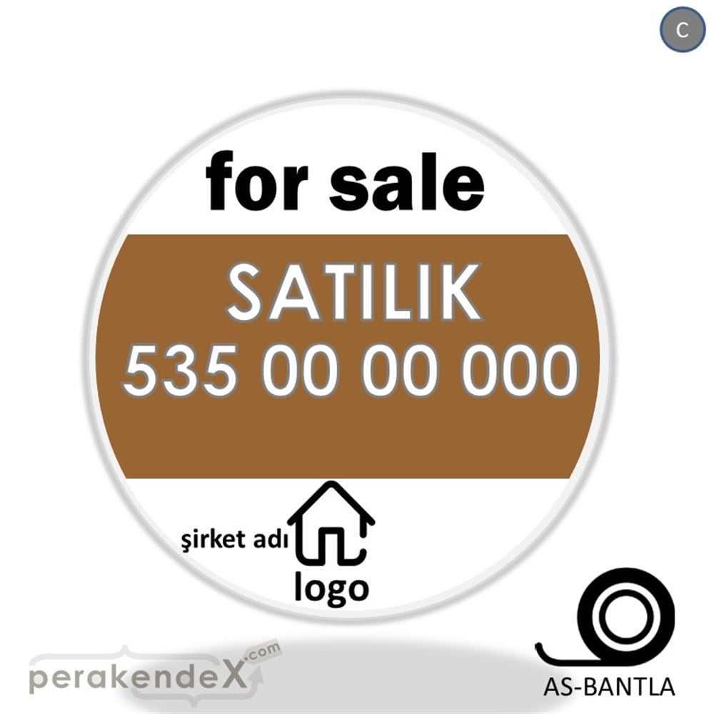 İngilizce Satılık Yazısı 003 SERT PLASTİK POSTER,  AFİŞ -oval,tek yön baskısert plastik poster,  afiş