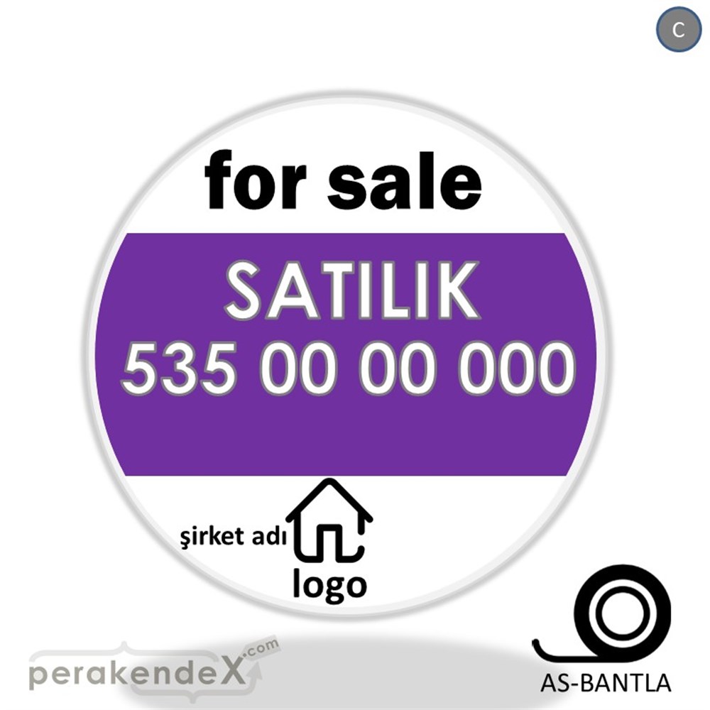İngilizce Satılık Yazısı 003 SERT PLASTİK POSTER,  AFİŞ -oval,tek yön baskısert plastik poster,  afiş