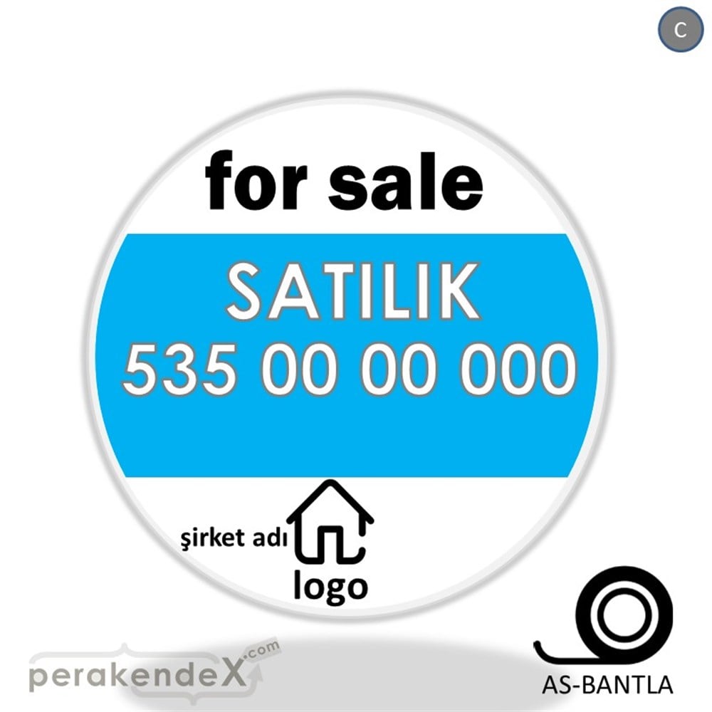 İngilizce Satılık Yazısı 003 SERT PLASTİK POSTER,  AFİŞ -oval,tek yön baskısert plastik poster,  afiş