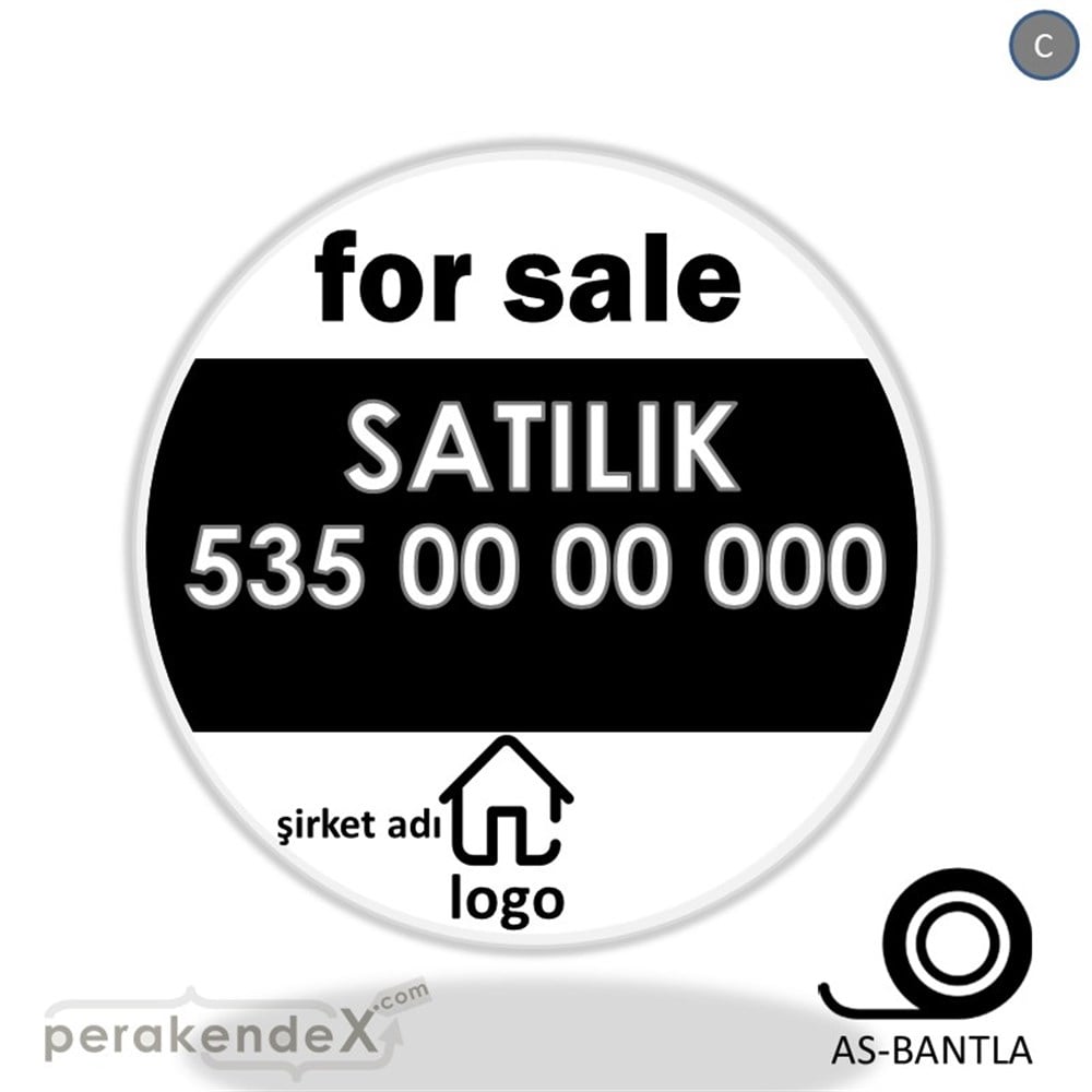 İngilizce Satılık Yazısı 003 SERT PLASTİK POSTER,  AFİŞ -oval,tek yön baskısert plastik poster,  afiş
