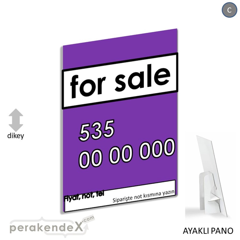 İngilizce Satılık Yazısı 005 KARTON AYAKLI POSTER,  PANO -dikdörtgen,tek yön baskıkarton ayaklı poster,  pano