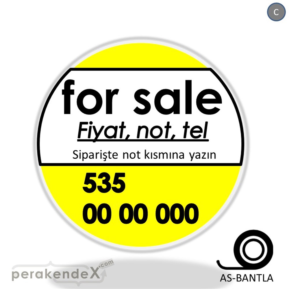 İngilizce Satılık Yazısı 005 SERT PLASTİK POSTER,  AFİŞ -oval,tek yön baskısert plastik poster,  afiş