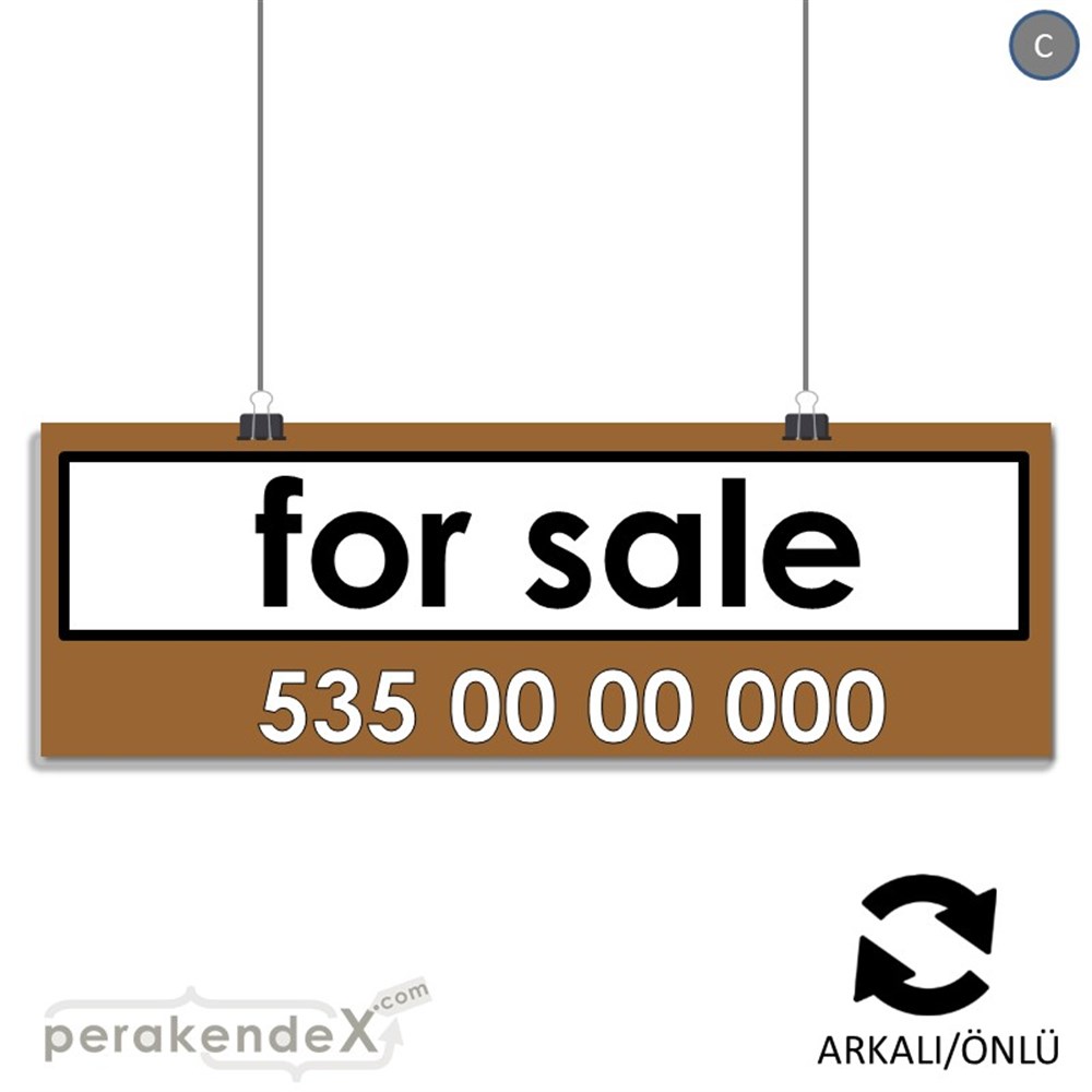 İngilizce Satılık Yazısı 005 SERT PLASTİK POSTER,  AFİŞ (BANNER) -dikdörtgen,çift yön baskısert plastik poster,  afiş