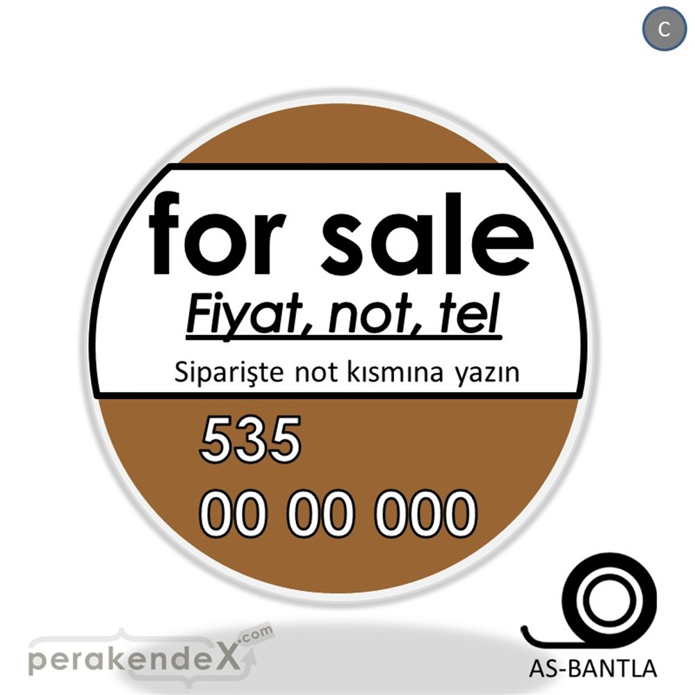 İngilizce Satılık Yazısı 005 SERT PLASTİK POSTER,  AFİŞ -oval,tek yön baskısert plastik poster,  afiş