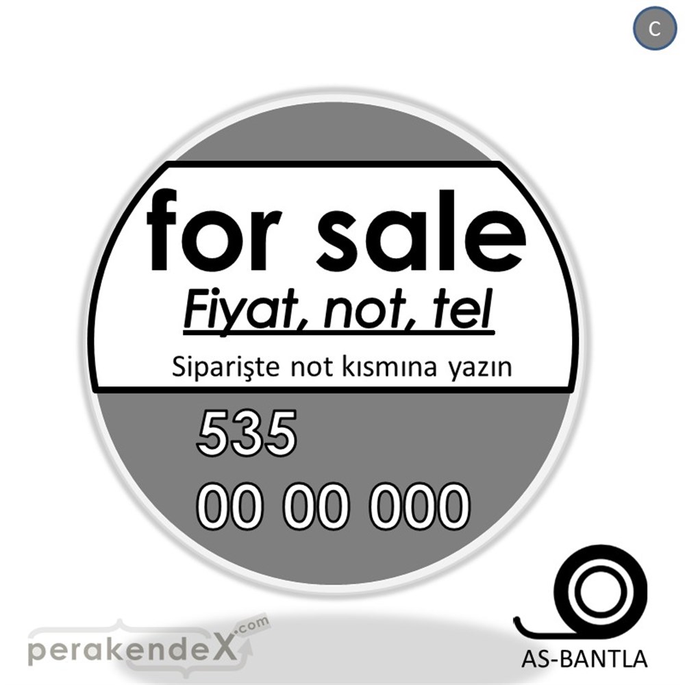 İngilizce Satılık Yazısı 005 SERT PLASTİK POSTER,  AFİŞ -oval,tek yön baskısert plastik poster,  afiş