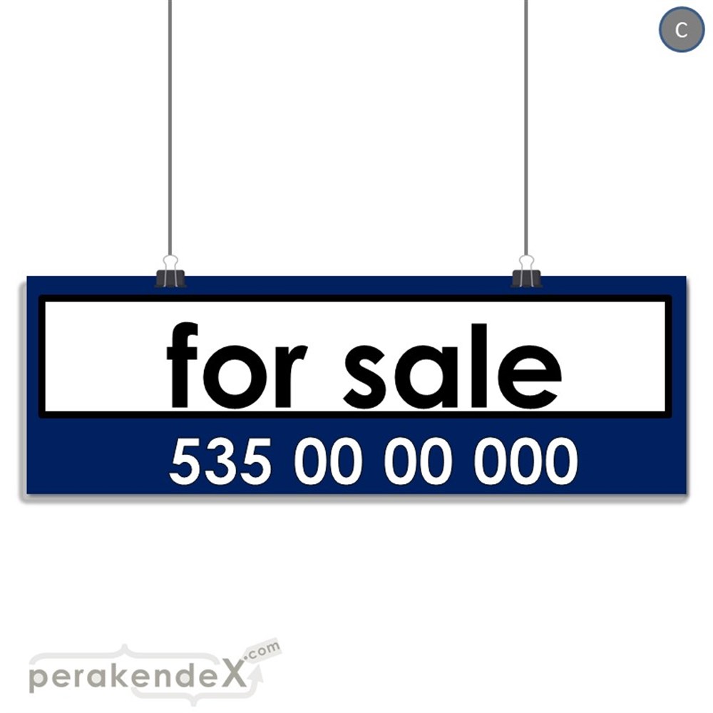İngilizce Satılık Yazısı 005 SERT PLASTİK POSTER,  AFİŞ (BANNER) -dikdörtgen,tek yön baskısert plastik poster,  afiş