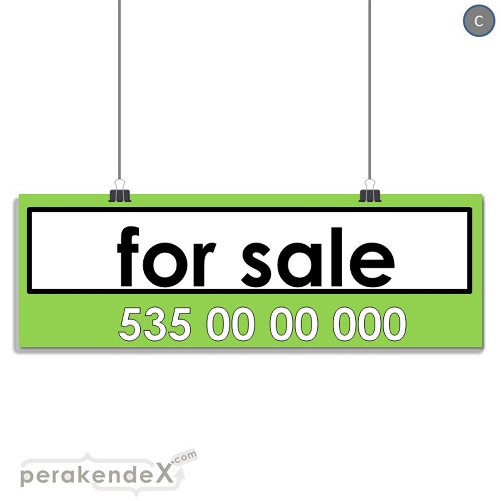 İngilizce Satılık Yazısı 005 SERT PLASTİK POSTER,  AFİŞ (BANNER) -dikdörtgen,tek yön baskısert plastik poster,  afiş