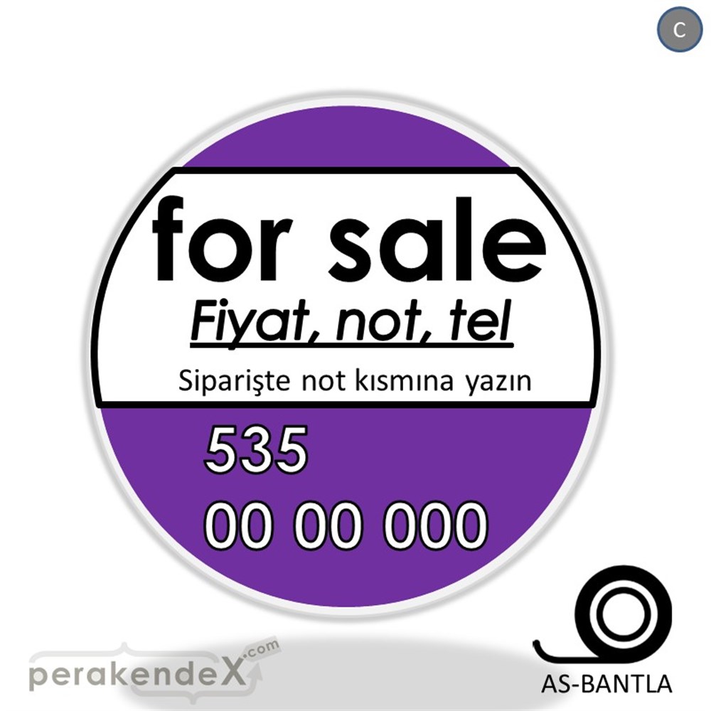 İngilizce Satılık Yazısı 005 SERT PLASTİK POSTER,  AFİŞ -oval,tek yön baskısert plastik poster,  afiş