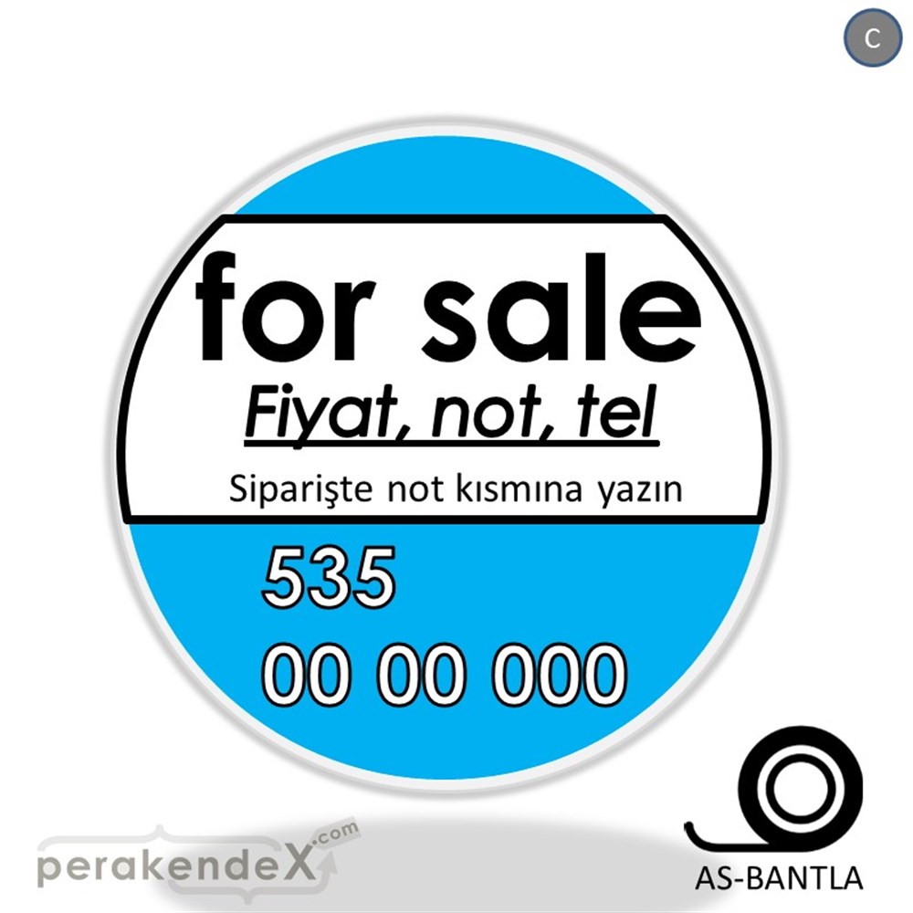 İngilizce Satılık Yazısı 005 SERT PLASTİK POSTER,  AFİŞ -oval,tek yön baskısert plastik poster,  afiş