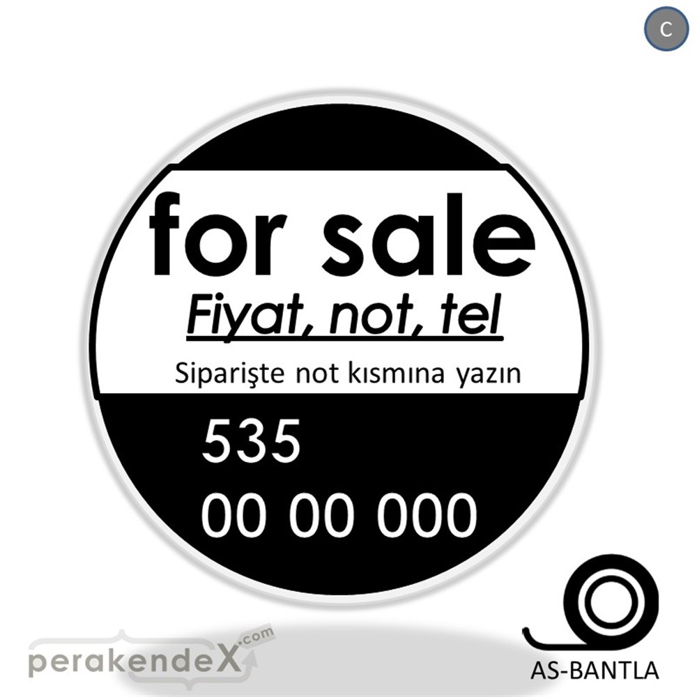 İngilizce Satılık Yazısı 005 SERT PLASTİK POSTER,  AFİŞ -oval,tek yön baskısert plastik poster,  afiş